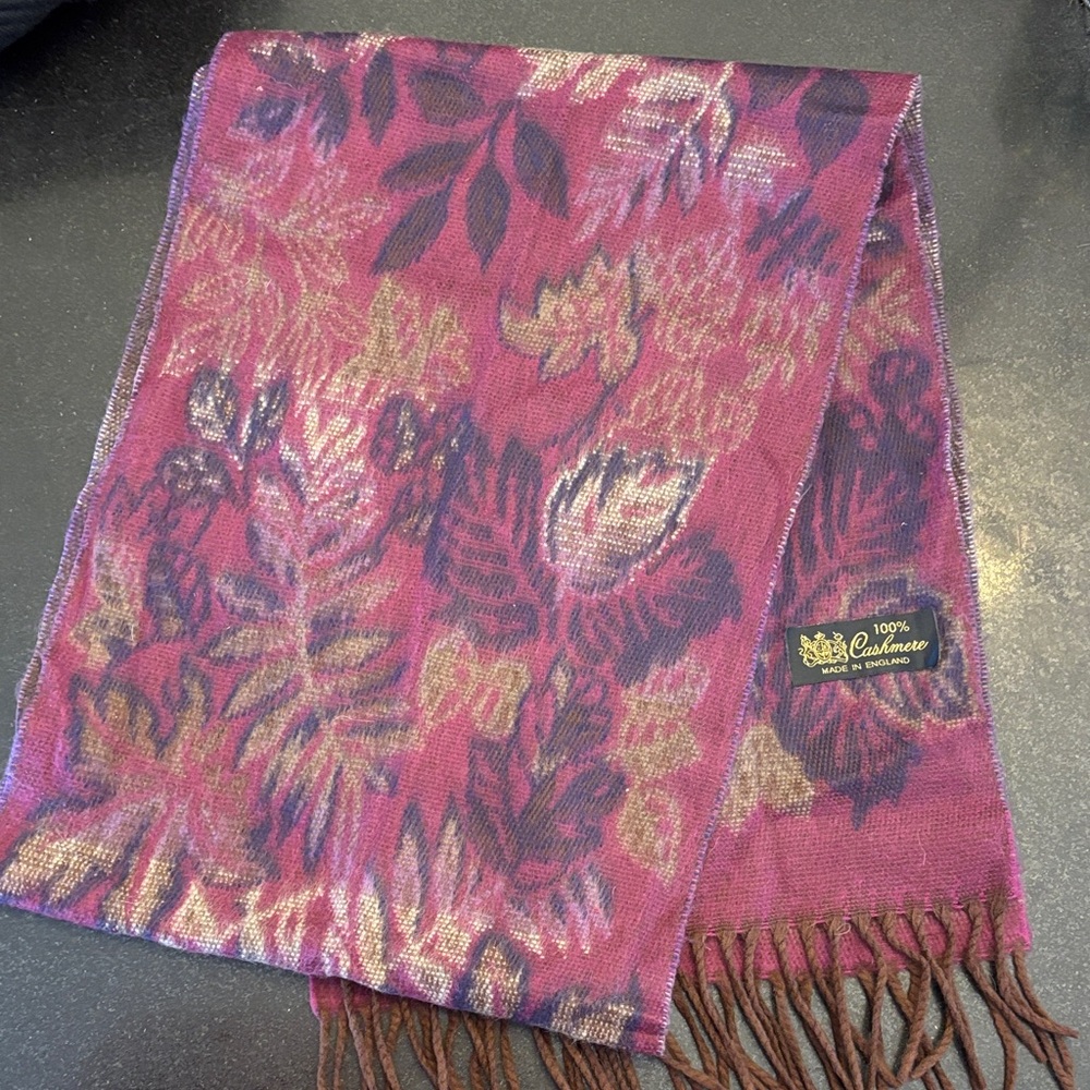 Pink Floral 100% Cashmere Scarf - Picture 1 of 3